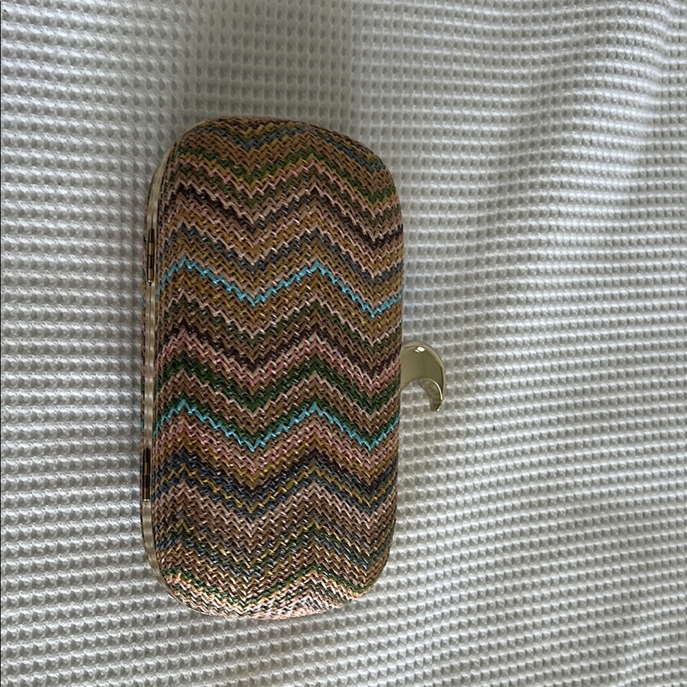 BCBGMaxAzria Brown and Tan Chevron Clutch